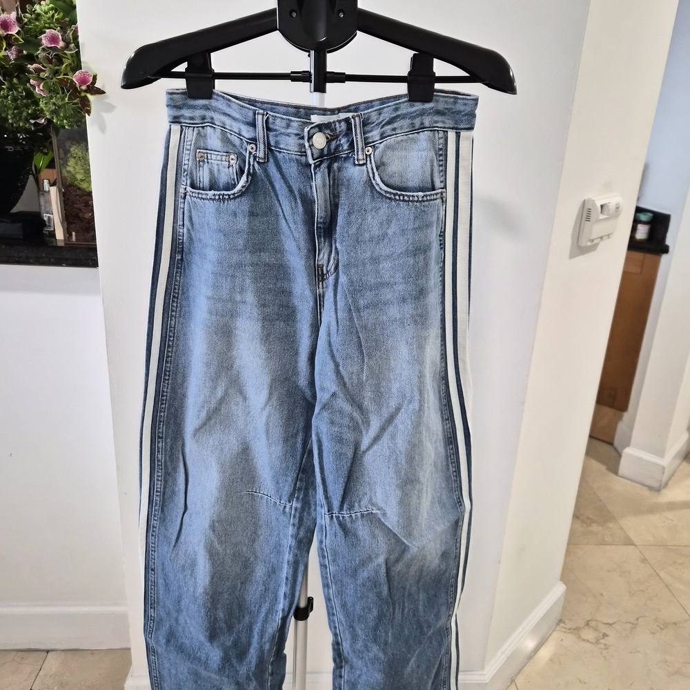 Stylish Blue Jeans with Side Stripes